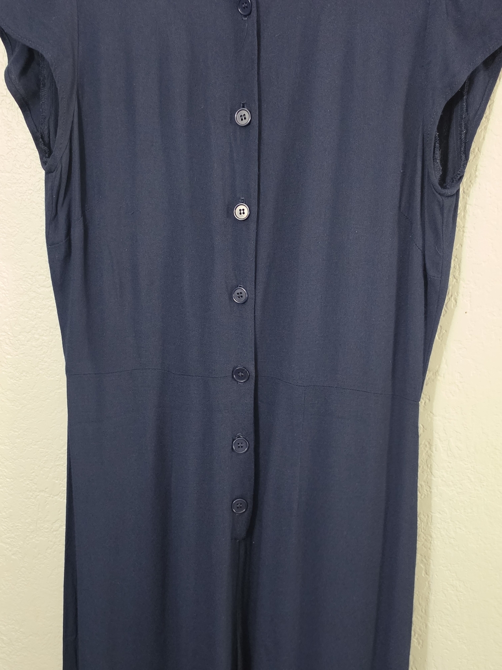 Reformation Marina Jumpsuit Navy Cap-Sleeve Button-Front Wide Leg Womens 8 - Picture 9 of 13